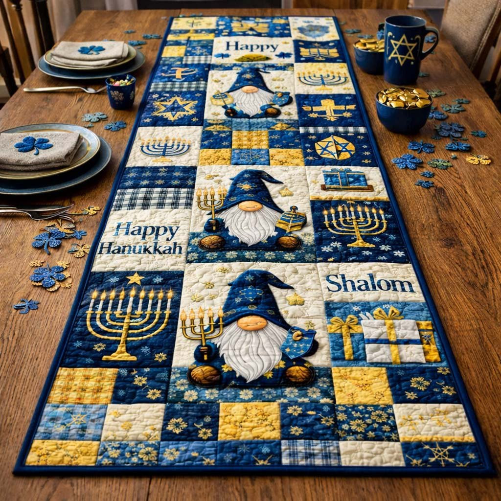 Hanukkah Gnome Joy Table Runner - Made to Order TABLE928