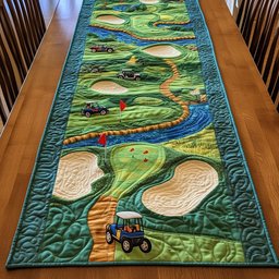 Green Farmland with Winding Road Table Runner - Made to Order TABLE928