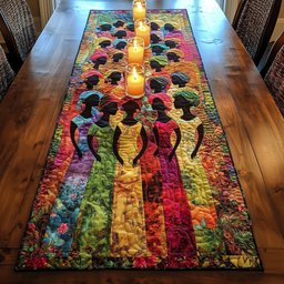 Group of Women in Rainbow Gowns Table Runner - Made to Order TABLE928
