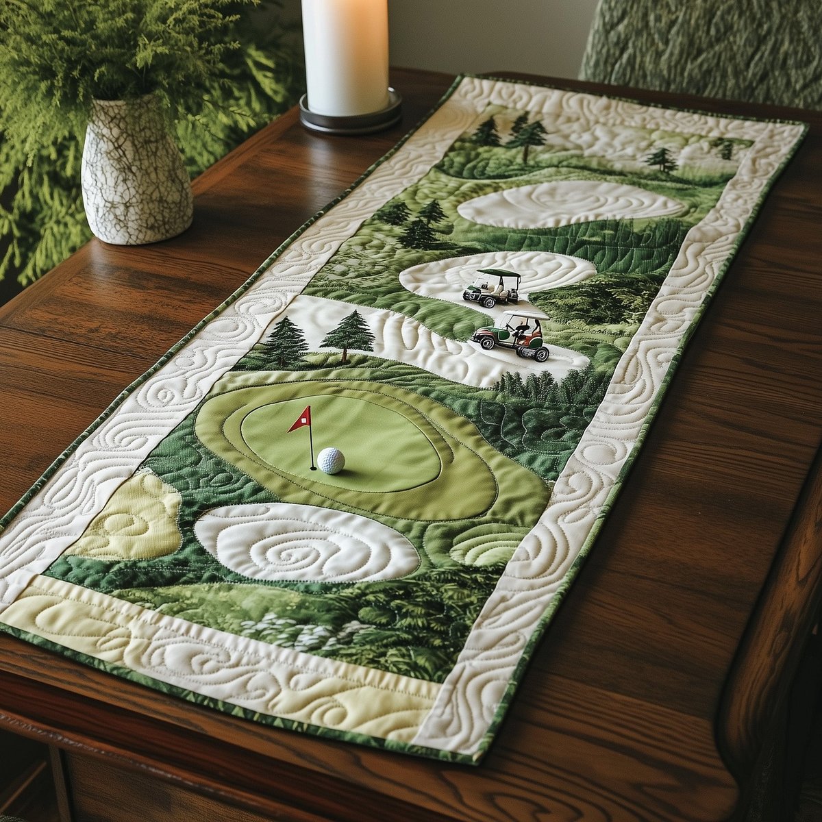 Golf Green with Cart and Flag Table Runner - Made to Order TABLE928