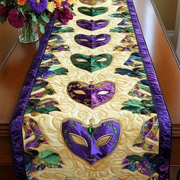Green Purple Hearts Table Runner - Made to Order TABLE928