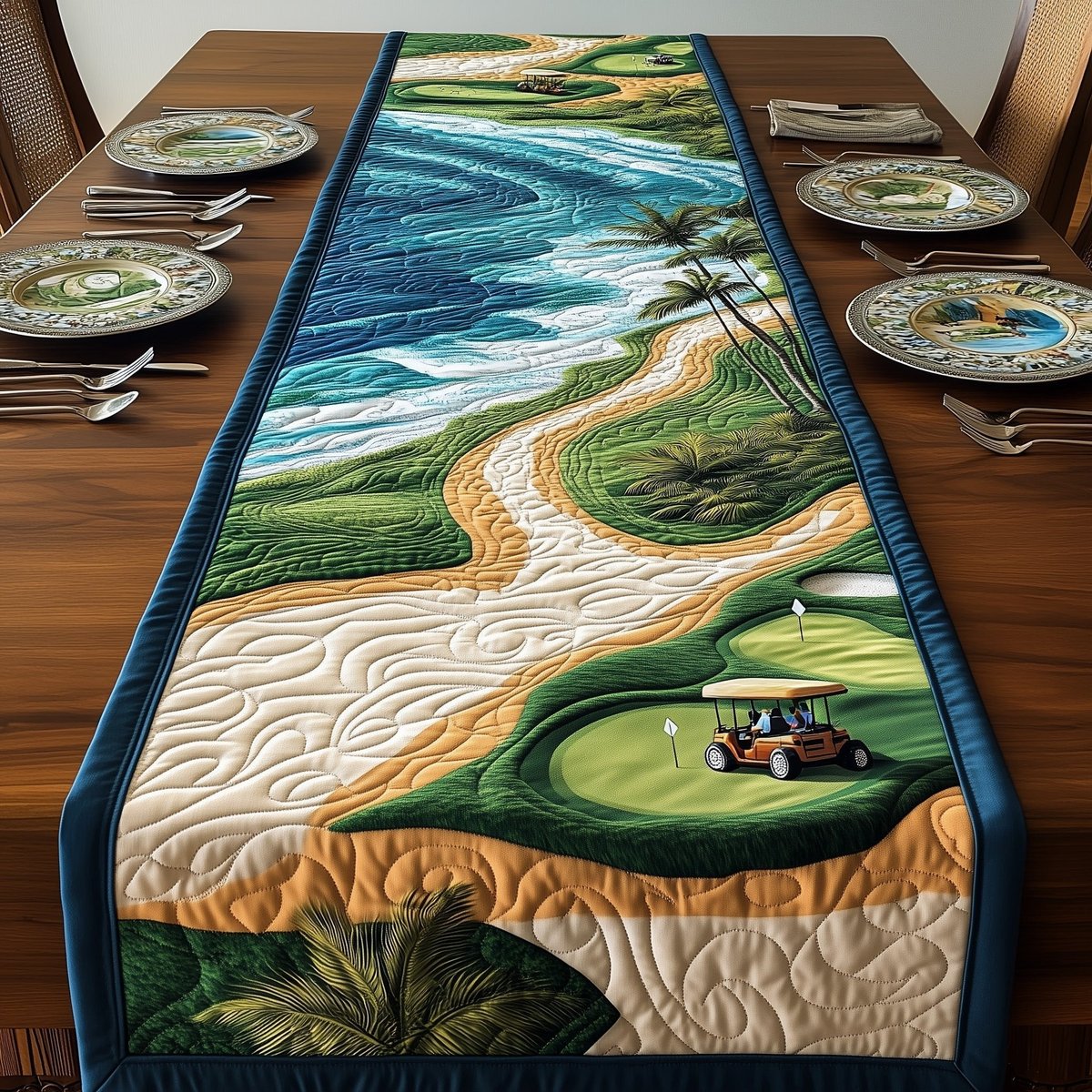 Golf Green Beside Sandy Dunes Table Runner - Made to Order TABLE928
