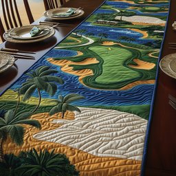 Golf Course with Palms and River Table Runner - Made to Order TABLE928