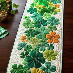 Green and Orange Shamrocks Table Runner - Made to Order TABLE928