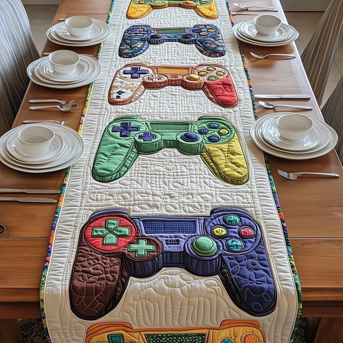 Green and Purple Game Controllers Table Runner - Made to Order TABLE928