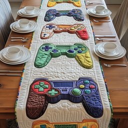 Green and Purple Game Controllers Table Runner - Made to Order TABLE928