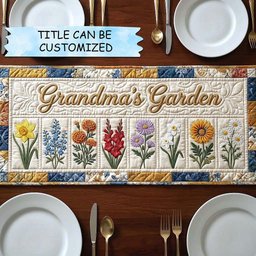 Grandmas Garden Flower Blocks Table Runner - Made to Order TABLE928