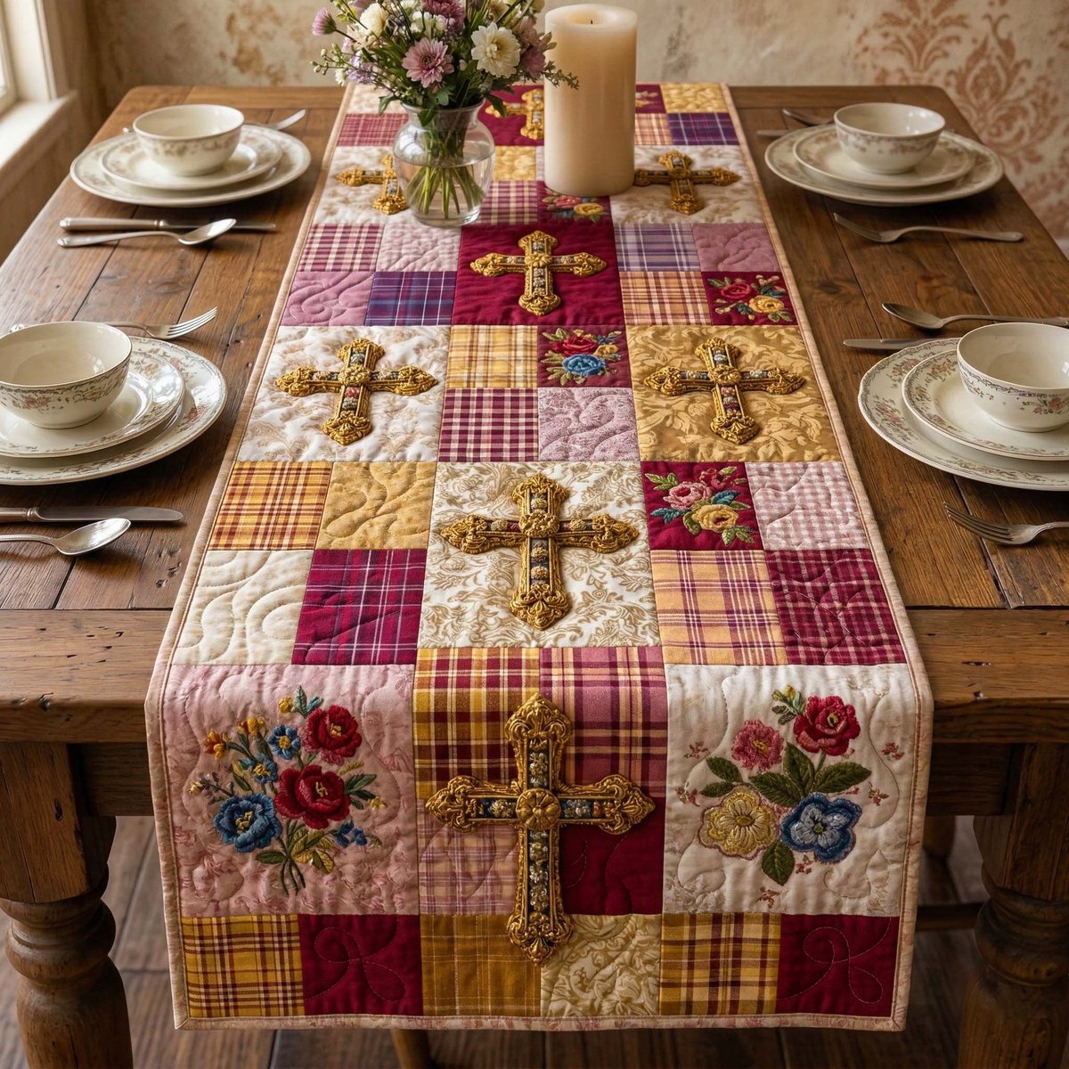 Golden Rose Table Runner - Made to Order TABLE928