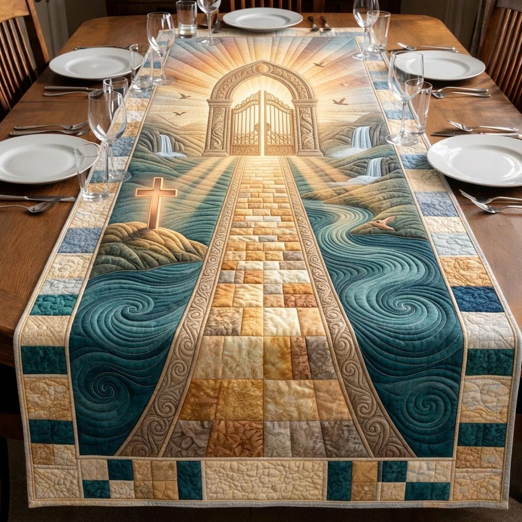 Golden Brick Path to Doorway Table Runner - Made to Order TABLE928