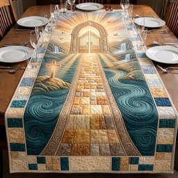 Golden Brick Path to Doorway Table Runner - Made to Order TABLE928