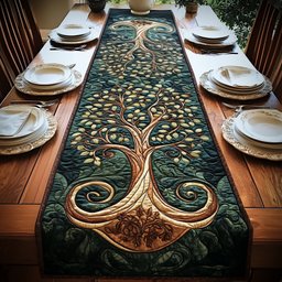 Golden Tree with Swirled Roots Table Runner - Made to Order TABLE928