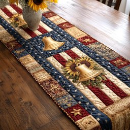 Golden Bell with Sunflower and Stripes Table Runner - Made to Order TABLE928