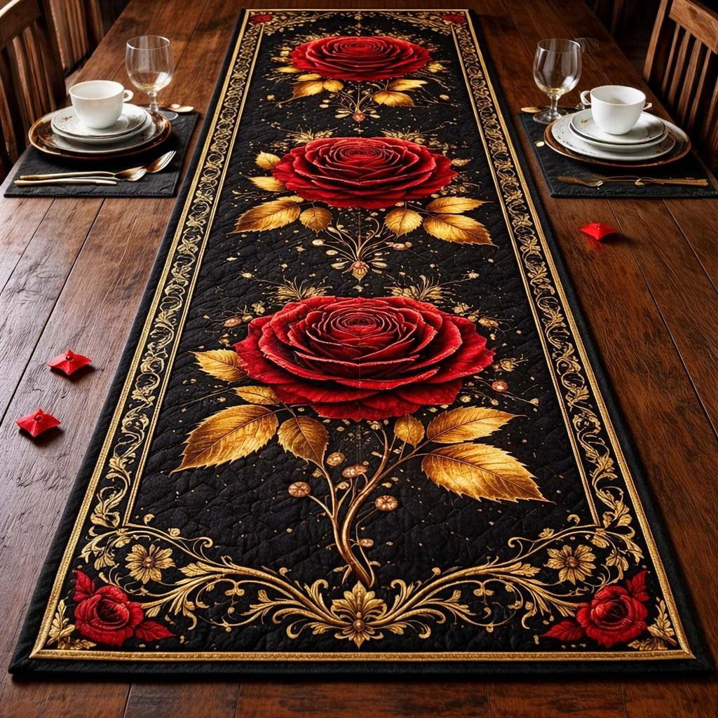 Golden Rose Elegance Table Runner - Made to Order TABLE928