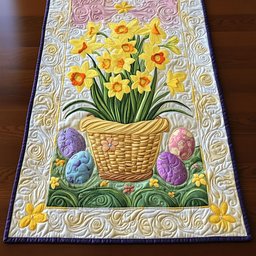 Golden Daffodil Basket Table Runner - Made to Order TABLE928
