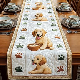 Golden Puppies Among Paw Prints Table Runner - Made to Order TABLE928