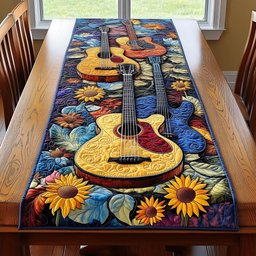 Golden Guitar with Sunflower Border Table Runner - Made to Order TABLE928