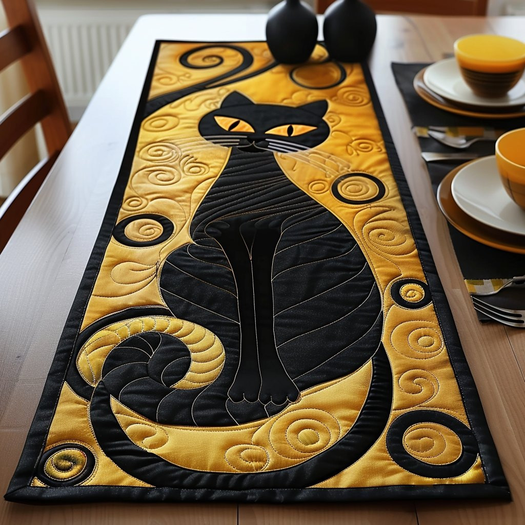 Golden Cat Grace Table Runner - Made to Order TABLE928
