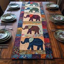 Golden Elephant Trail Table Runner - Made to Order TABLE928
