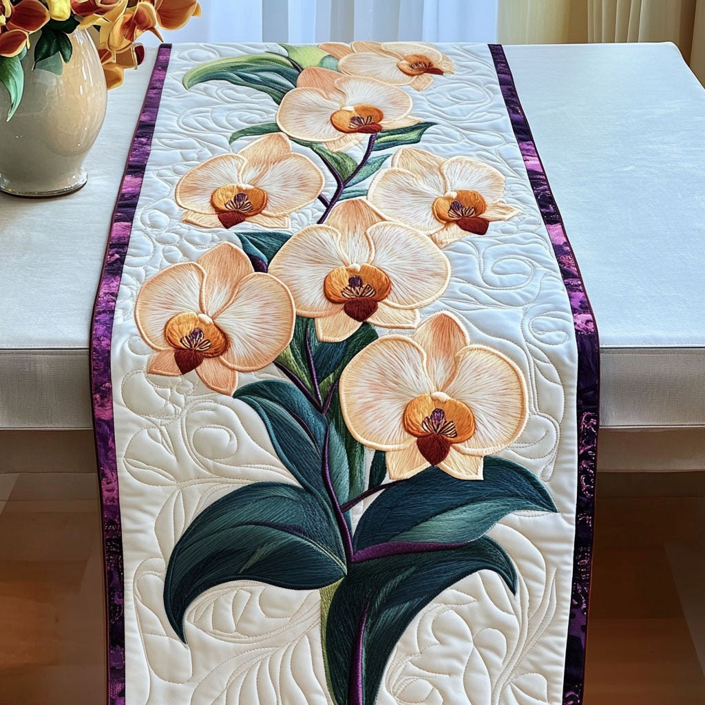 Golden Orchids Table Runner - Made to Order TABLE928