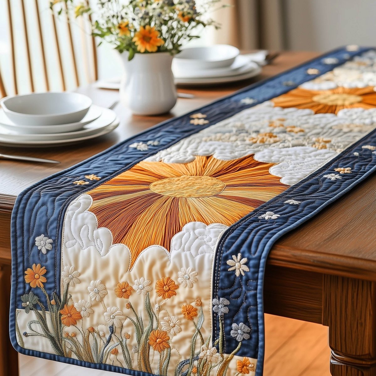 Golden Sun Above White Clouds Table Runner - Made to Order TABLE928