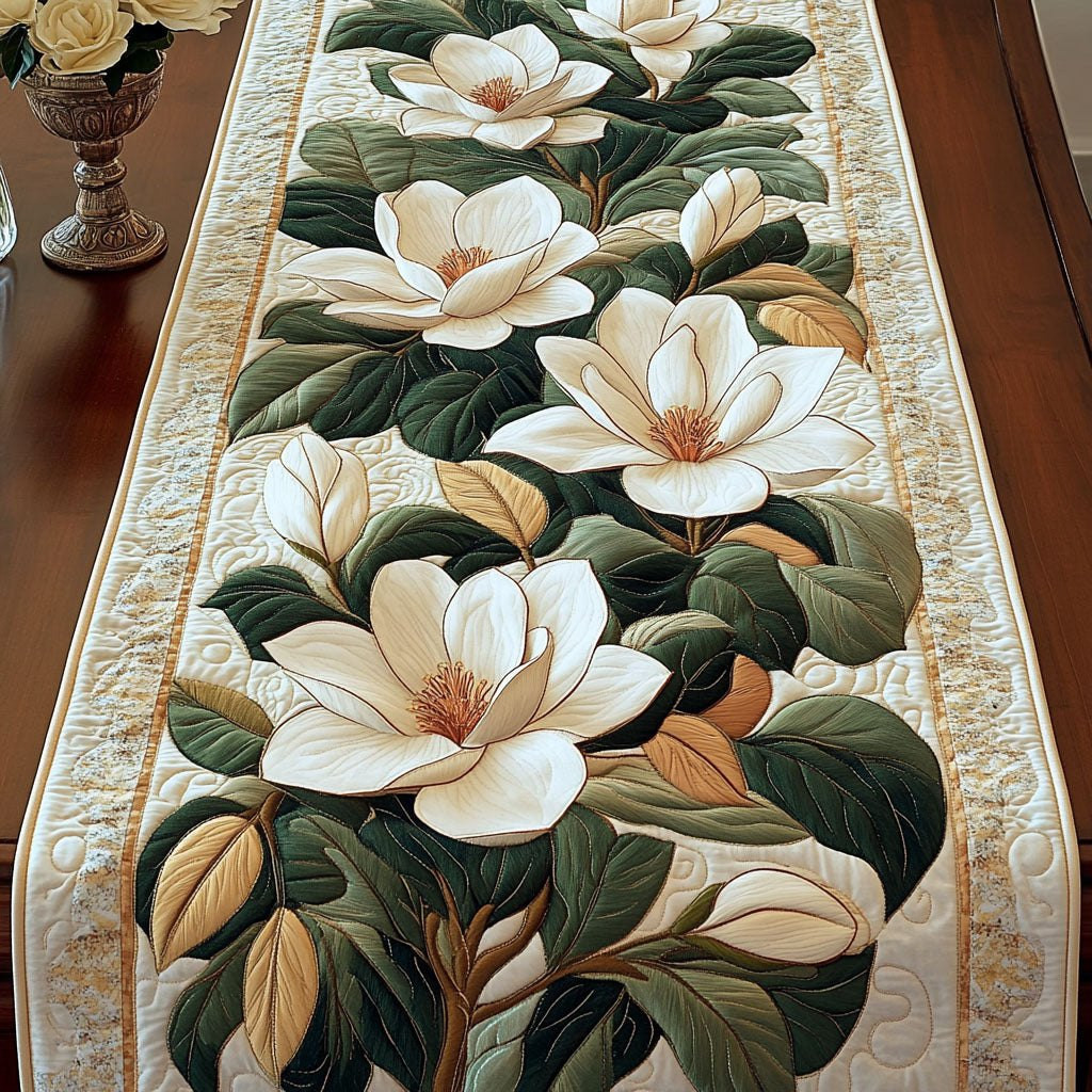Golden Magnolia Bloom Table Runner - Made to Order TABLE928