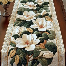 Golden Magnolia Bloom Table Runner - Made to Order TABLE928