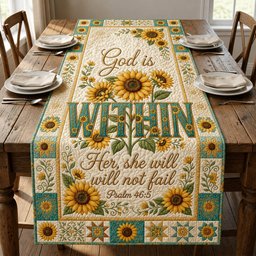God Is Within Her Table Runner - Made to Order TABLE928