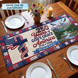 God's Grace on America Anniversary Table Runner - Made to Order TABLE928