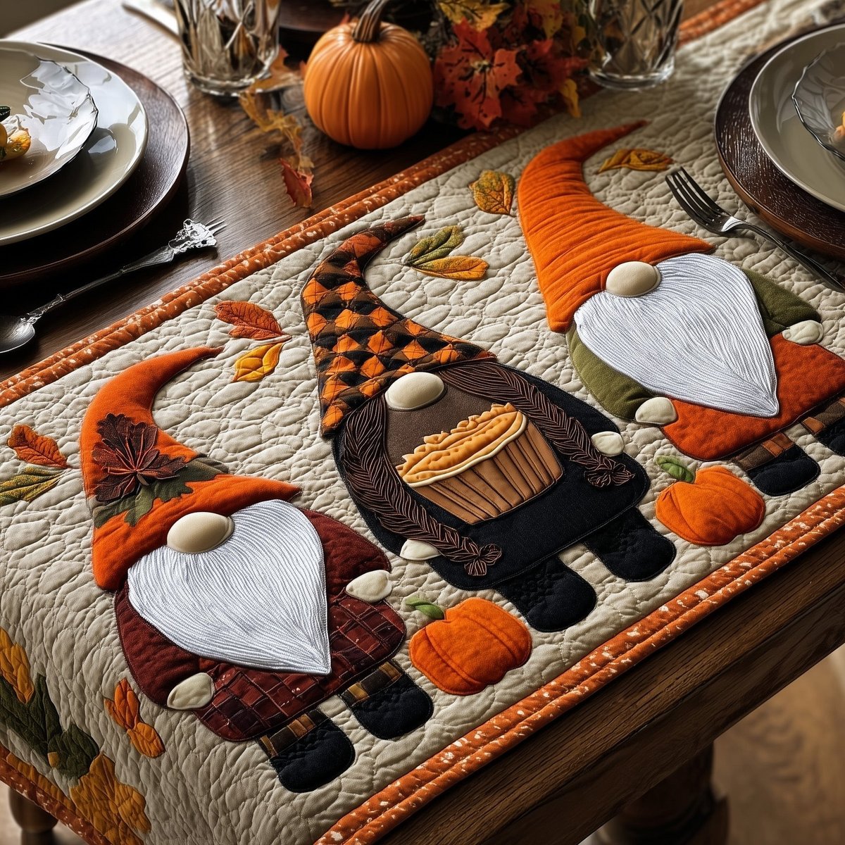 Gnomes in Harlequin Hats Table Runner - Made to Order TABLE928