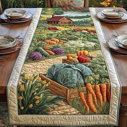 Garden Vegetables in Wooden Crate Table Runner - Made to Order TABLE928