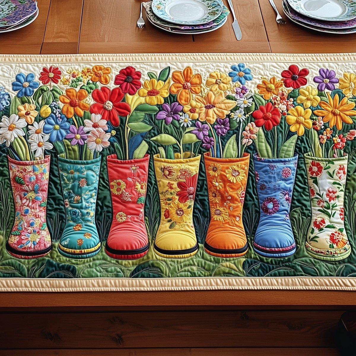 Garden Boot Delight Table Runner - Made to Order TABLE928