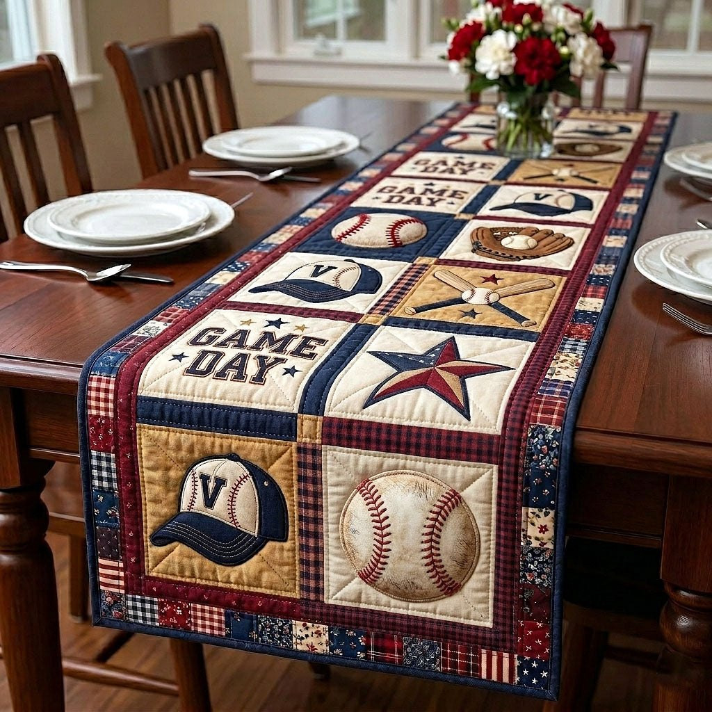 Game Day Baseball with Stars Table Runner - Made to Order TABLE928