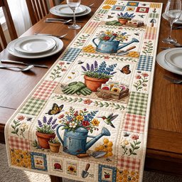 Garden Pots and Watering Cans Table Runner - Made to Order TABLE928
