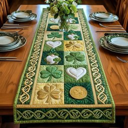 Gold Coins and Hearts with Shamrocks Table Runner - Made to Order TABLE928