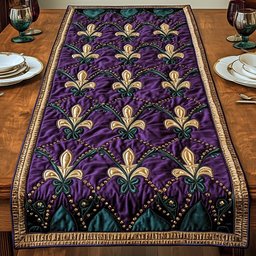 Gold Fleur de Lis on Purple Table Runner - Made to Order TABLE928