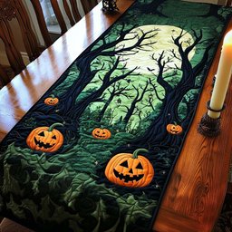 Glowing Pumpkins in the Haunted Woods Table Runner - Made to Order TABLE928