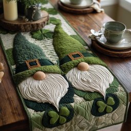 Gnomes in Green Pointed Hats Table Runner - Made to Order TABLE928