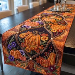 Gilded Pumpkin Vine Tapestry Table Runner - Made to Order TABLE928