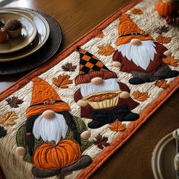 Gnomes with Pie and Pumpkins Table Runner - Made to Order TABLE928