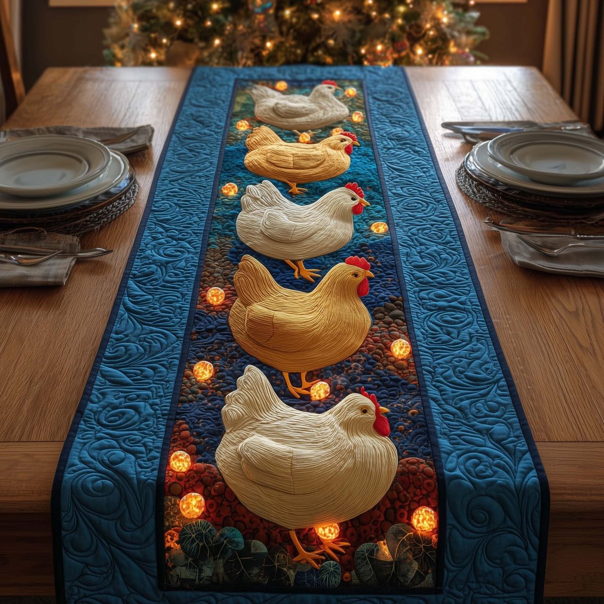 Glowing Hens Table Runner - Made to Order TABLE928