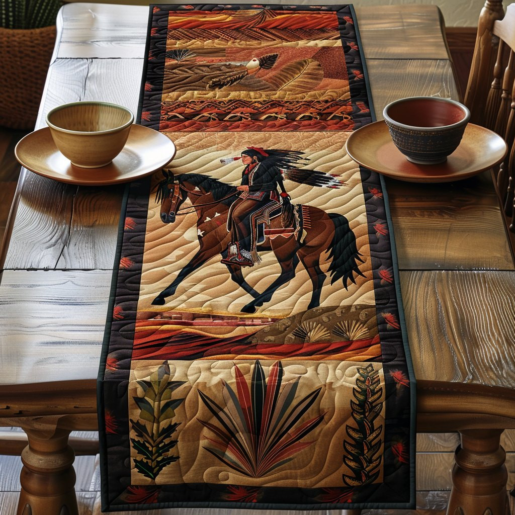 Galloping Cowboy on Rust Landscape Table Runner - Made to Order TABLE928