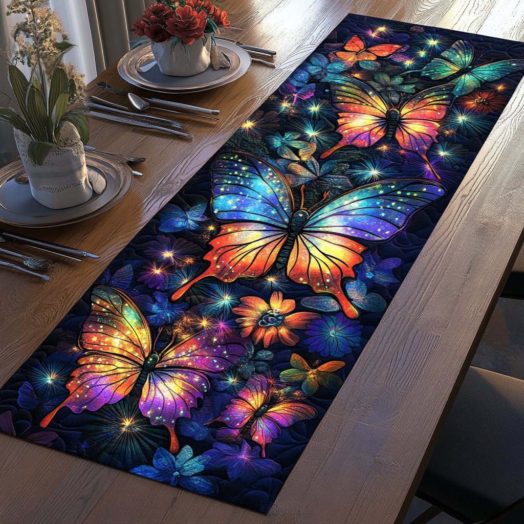 Glowing Butterflies on Dark Ground Table Runner - Made to Order TABLE928