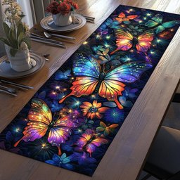 Glowing Butterflies on Dark Ground Table Runner - Made to Order TABLE928