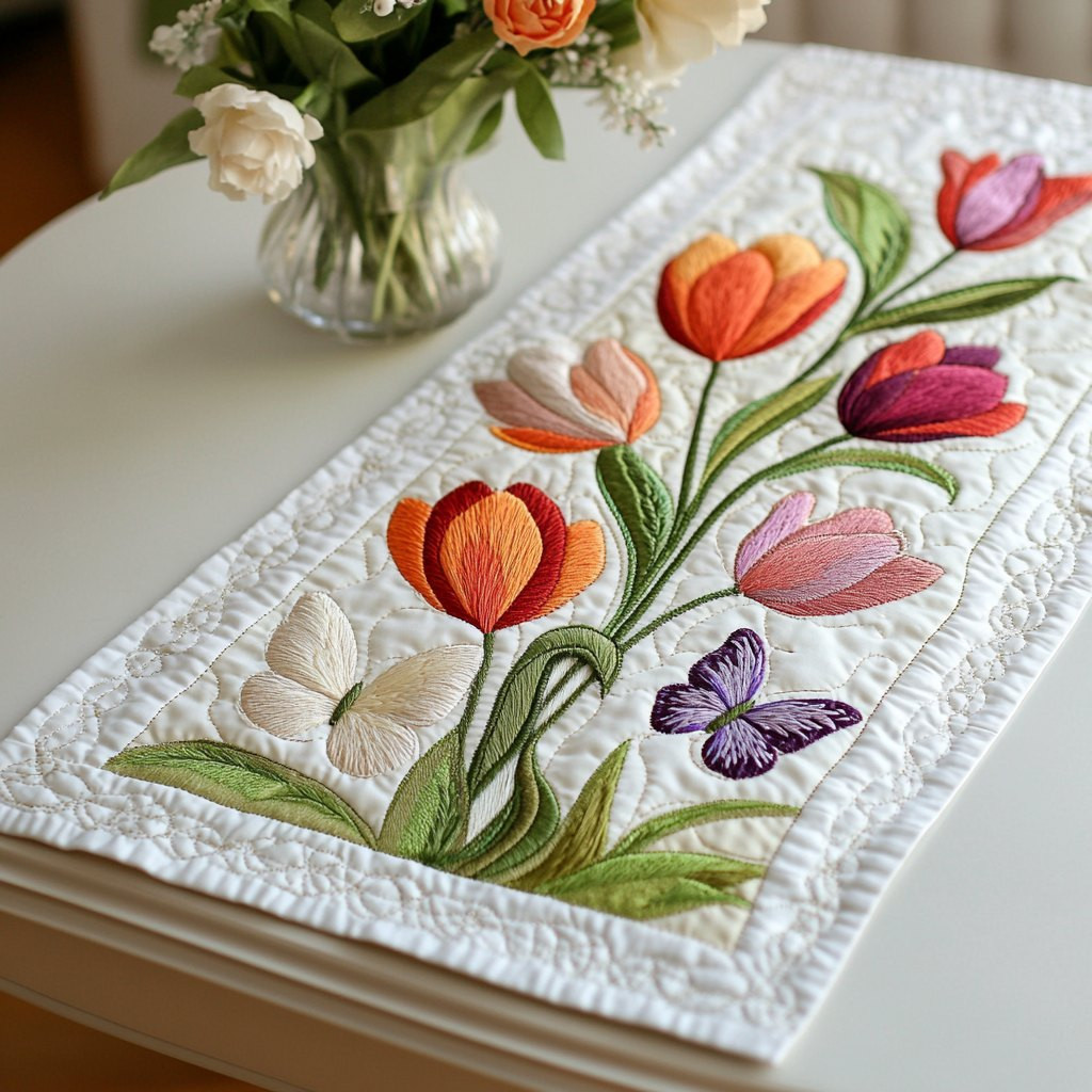 Garden of Tulips Table Runner - Made to Order TABLE928