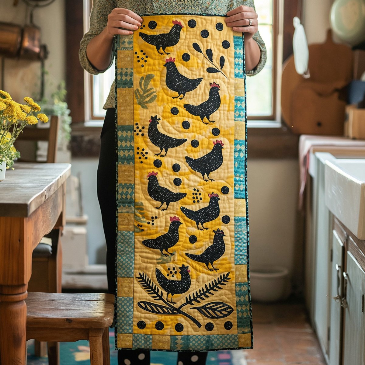 Gentle Heritage Chickens Table Runner - Made to Order TABLE928