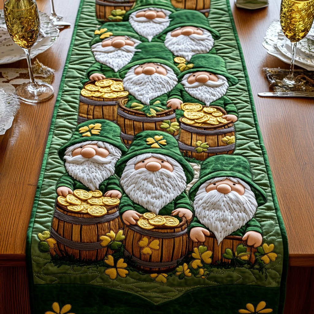 Gnomes with Barrels of Gold Table Runner - Made to Order TABLE928