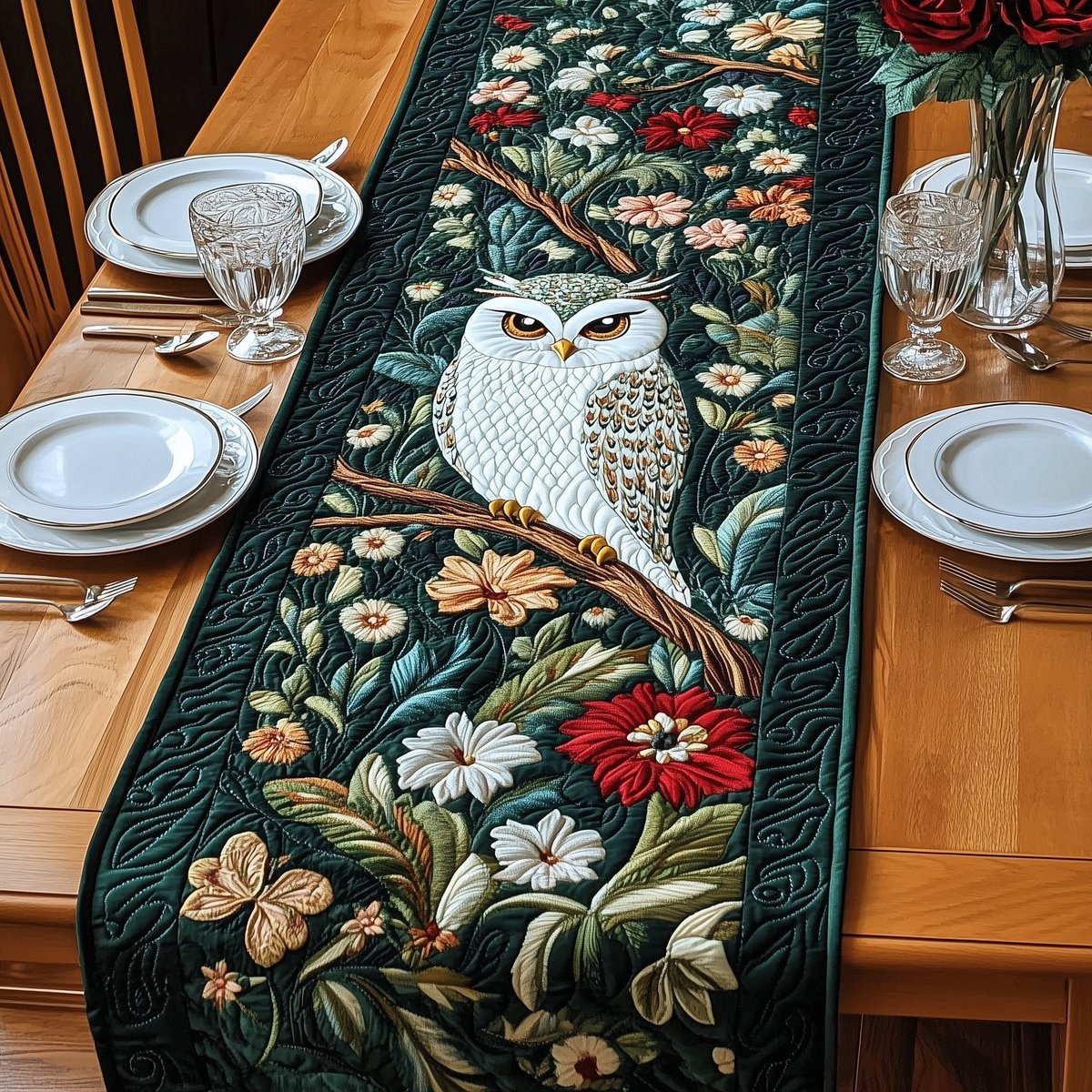 Floral Owl Table Runner - Made to Order TABLE928