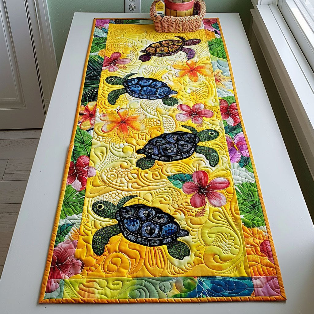 Floral Turtle Journey Table Runner - Made to Order TABLE928