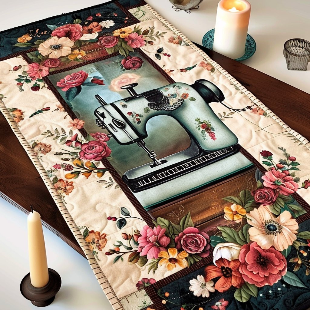Flower Sewing Machine Table Runner - Made to Order TABLE928
