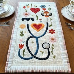 Floral Stethoscope Table Runner - Made to Order TABLE928